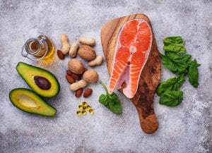 Selection of healthy fat and omega 3 sources.